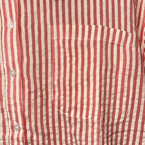Piombo Seersucker Stripe Orange/White Button Down Shirt(Size 12) - Picture 8 of 9